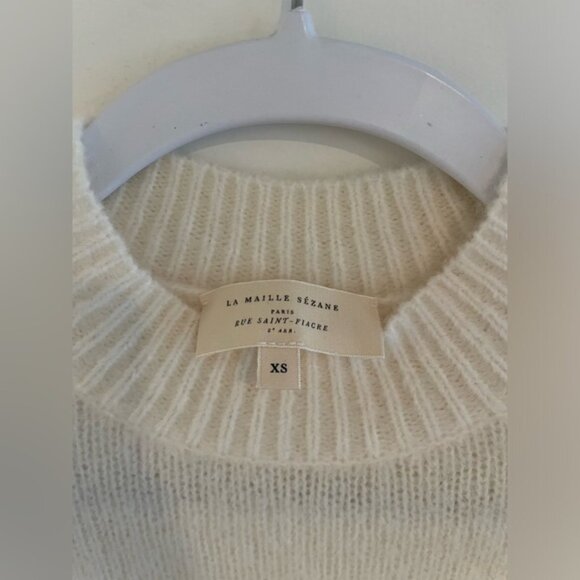 Sézane white sweater w/black ruffle trim, size XS - Picture 5 of 7